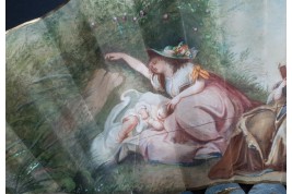 An afternoon in the open air, fan circa 1880-90