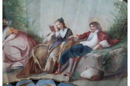 An afternoon in the open air, fan circa 1880-90
