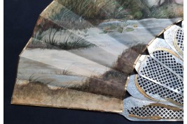 An afternoon in the open air, fan circa 1880-90