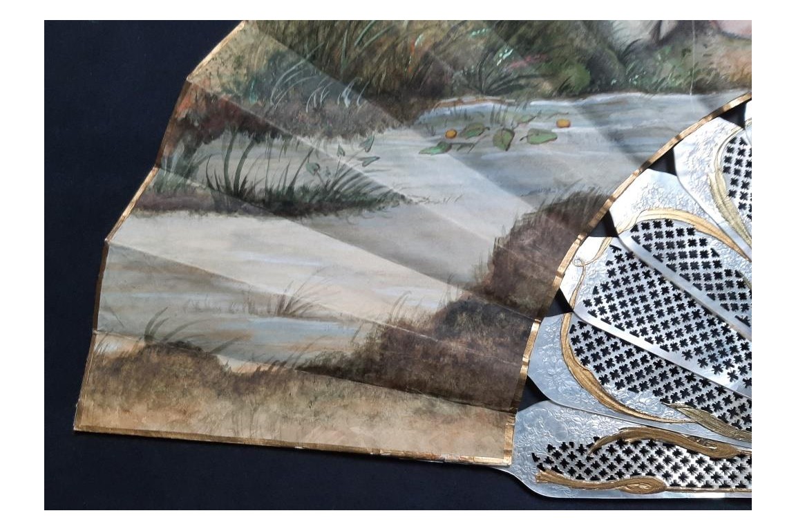 An afternoon in the open air, fan circa 1880-90