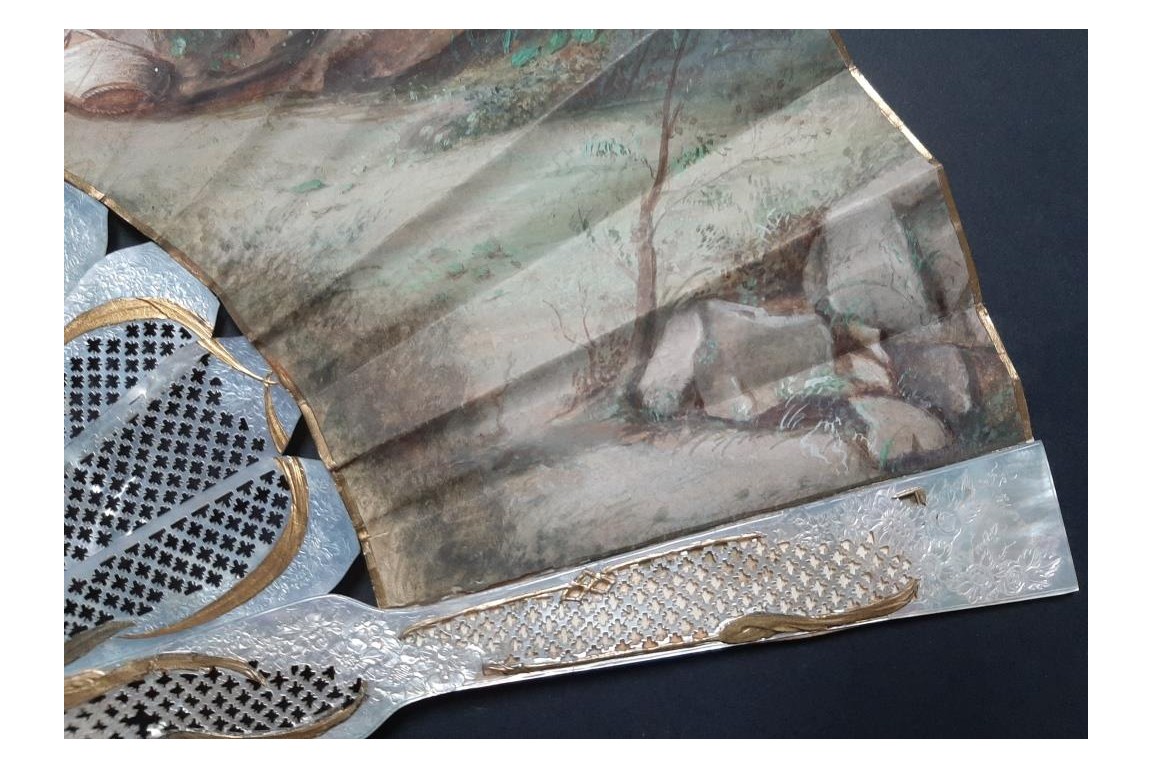 An afternoon in the open air, fan circa 1880-90