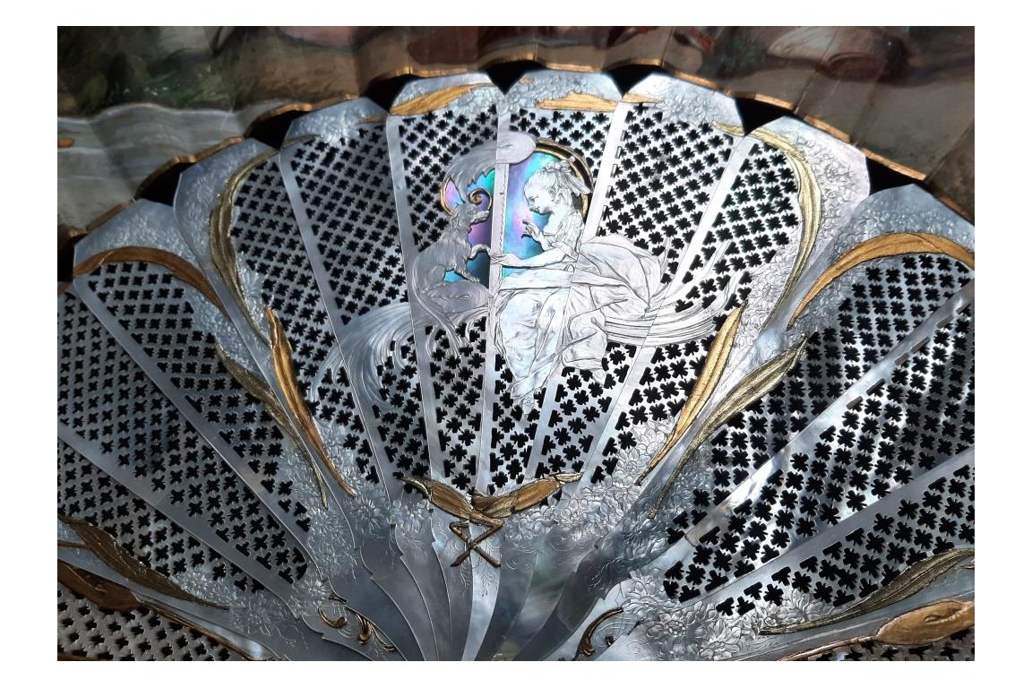 An afternoon in the open air, fan circa 1880-90