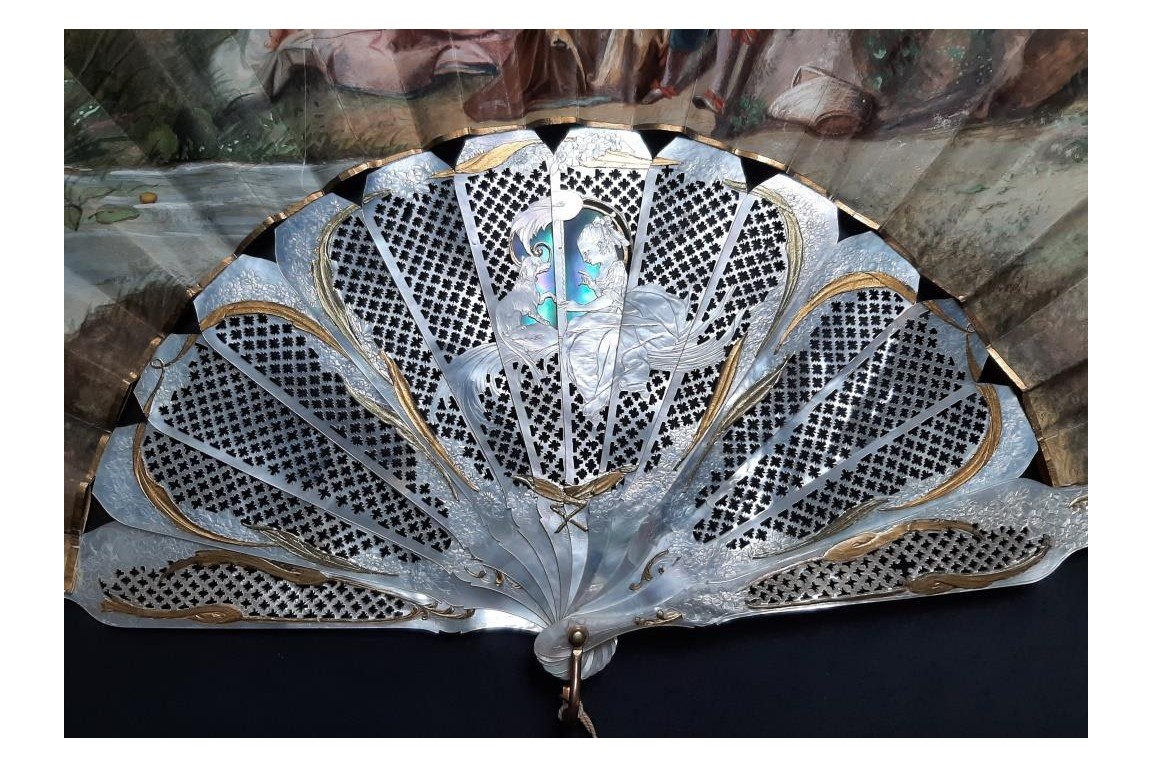 An afternoon in the open air, fan circa 1880-90