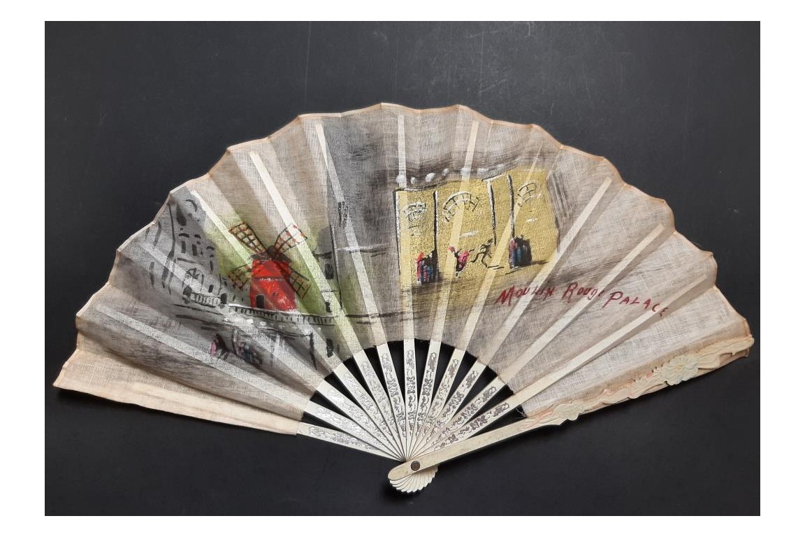 French Cancan at the Moulin Rouge Palace, fan circa 1900
