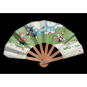 Les poussins au football, éventail d'enfant vers 1900-1930