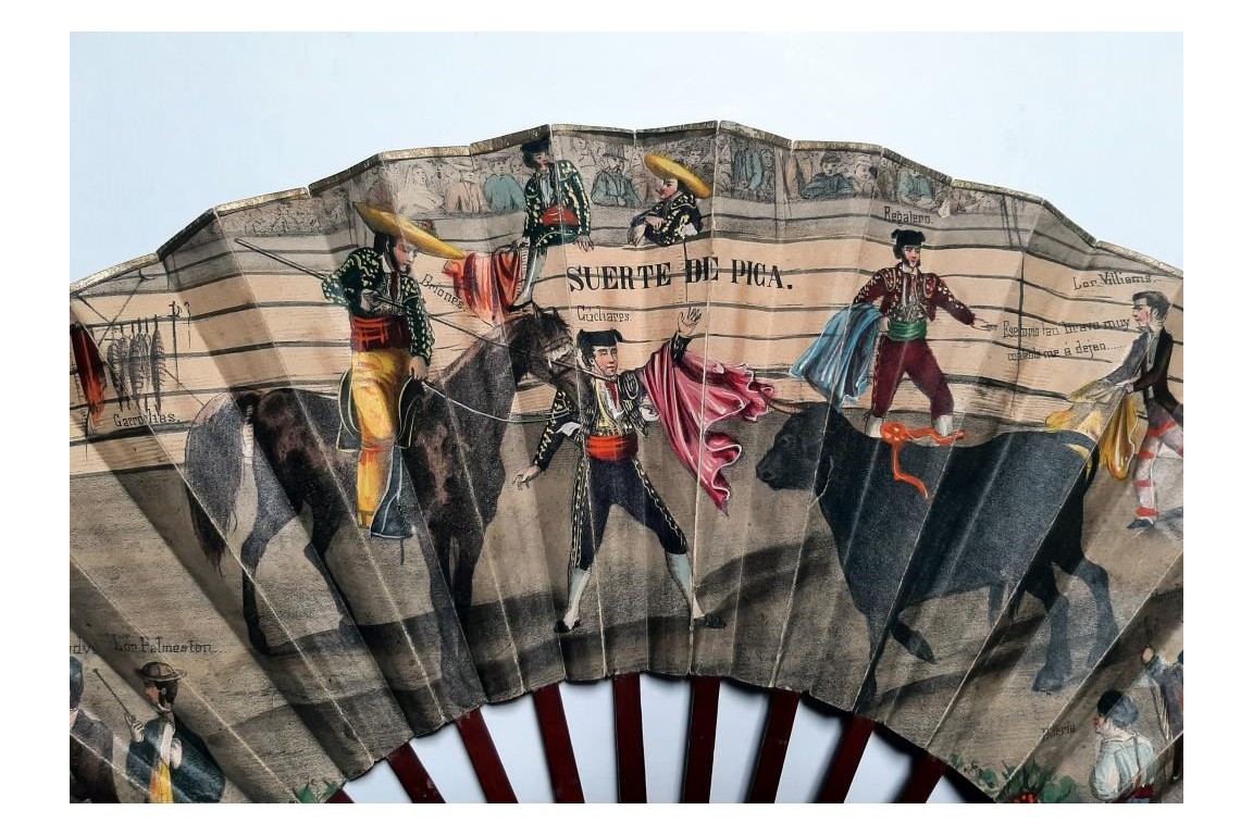 Dance and bullfighting, fan circa 1840-50