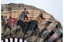 Dance and bullfighting, fan circa 1840-50