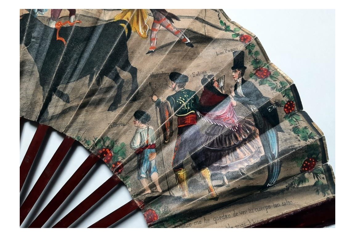 Dance and bullfighting, fan circa 1840-50
