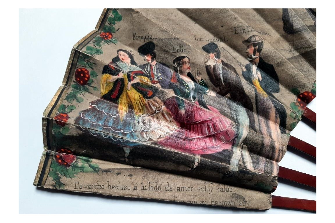 Dance and bullfighting, fan circa 1840-50