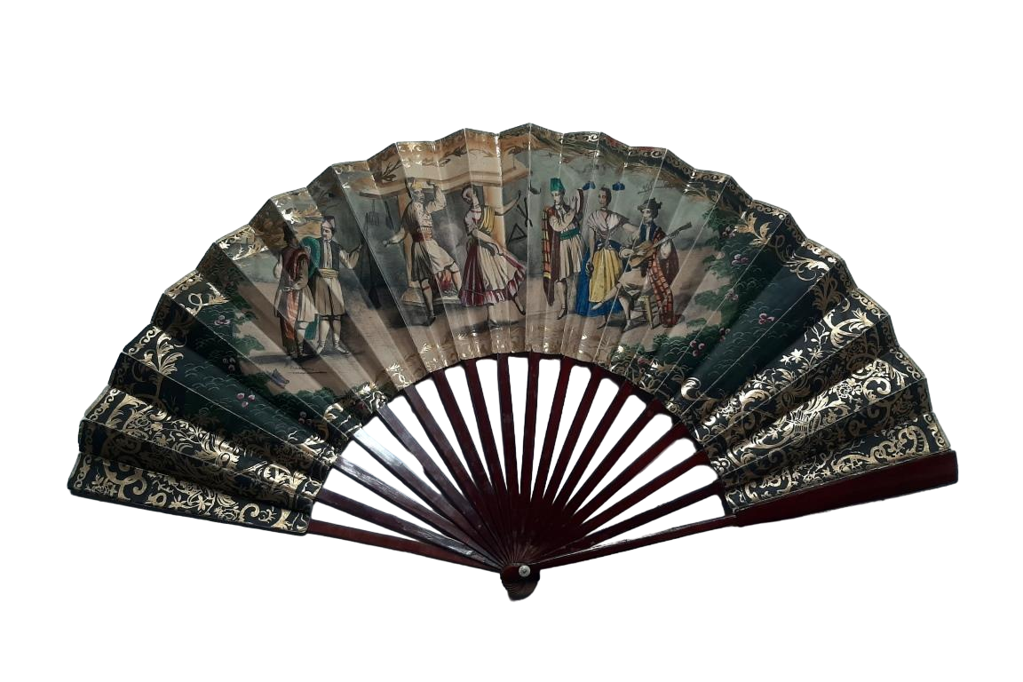 Danse et tauromachie, éventail vers 1840-50