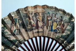 Dance and bullfighting, fan circa 1840-50