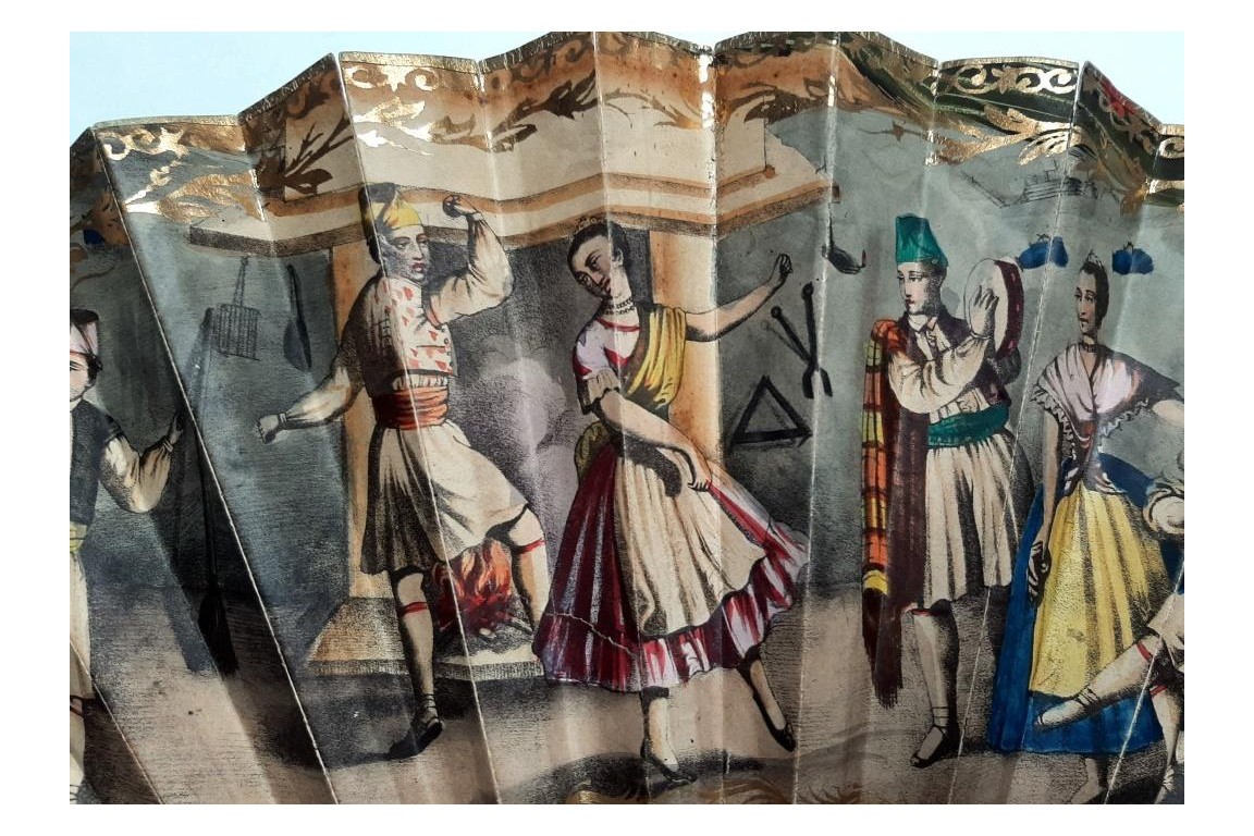 Danse et tauromachie, éventail vers 1840-50