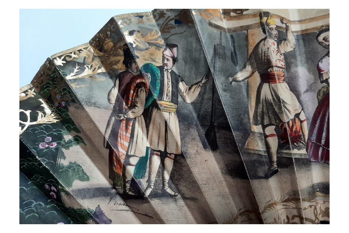 Dance and bullfighting, fan circa 1840-50