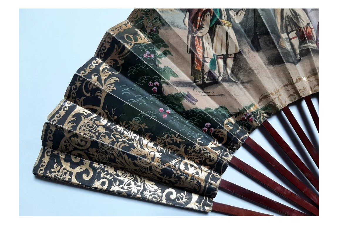 Dance and bullfighting, fan circa 1840-50