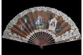 Le mât de cocagne de l’amour, éventail vers 1880-90