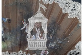 Greasy pole of love, fan circa 1880-90