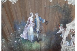Le mât de cocagne de l’amour, éventail vers 1880-90