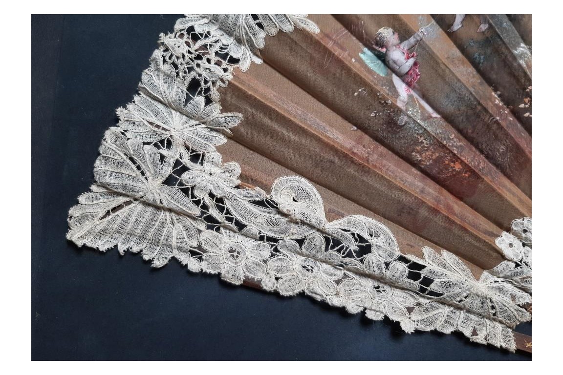 Le mât de cocagne de l’amour, éventail vers 1880-90