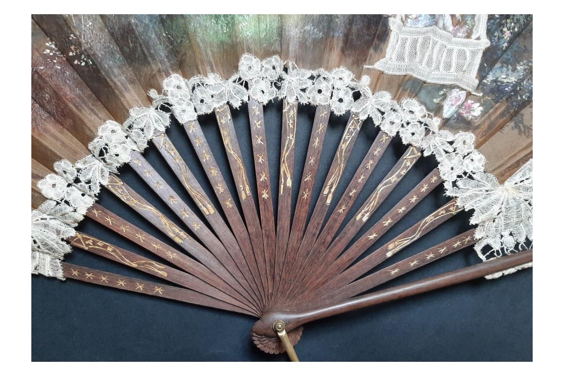 Le mât de cocagne de l’amour, éventail vers 1880-90