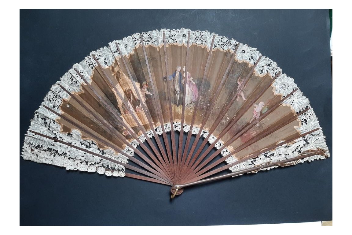 Le mât de cocagne de l’amour, éventail vers 1880-90
