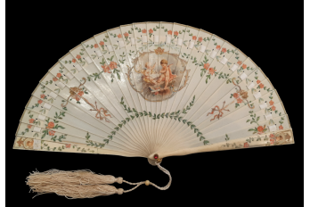 Les putti musiciens, éventail vers 1900