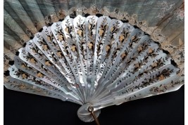 Cherubim contemplating Beauty, fan by Vanoni for Kees circa 1880-1900