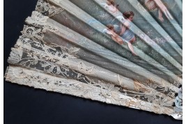Cherubim contemplating Beauty, fan by Vanoni for Kees circa 1880-1900