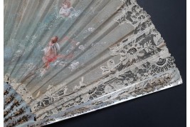 Cherubim contemplating Beauty, fan by Vanoni for Kees circa 1880-1900