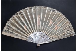Cherubim contemplating Beauty, fan by Vanoni for Kees circa 1880-1900