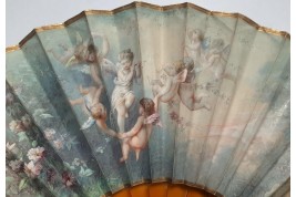 Les Amours de l’aube, éventail de Marie Dumas fin XIXème siècle