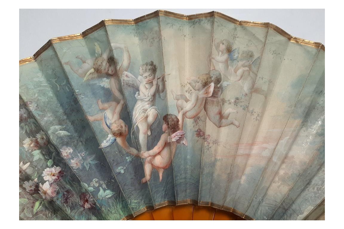 Dawn angels, fan by Marie Dumas late 19th century