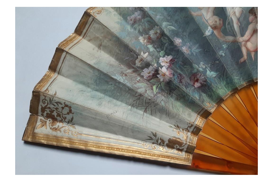 Dawn angels, fan by Marie Dumas late 19th century