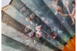 Les Amours de l’aube, éventail de Marie Dumas fin XIXème siècle