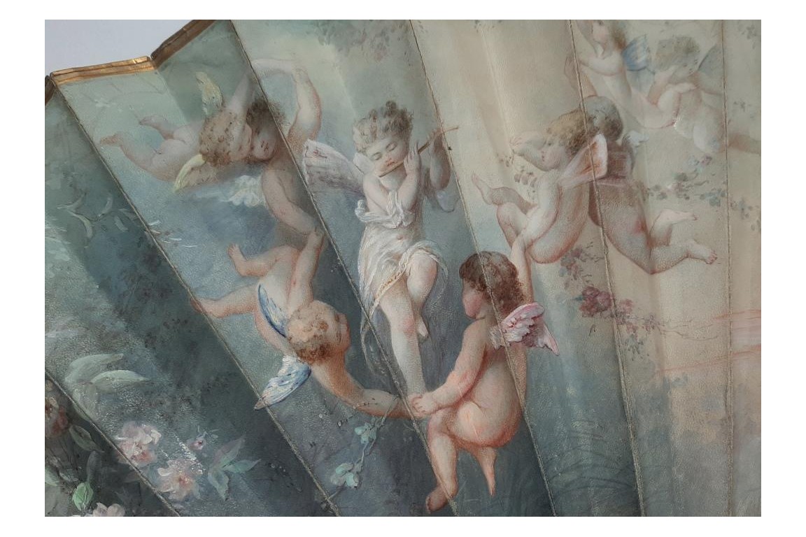 Dawn angels, fan by Marie Dumas late 19th century