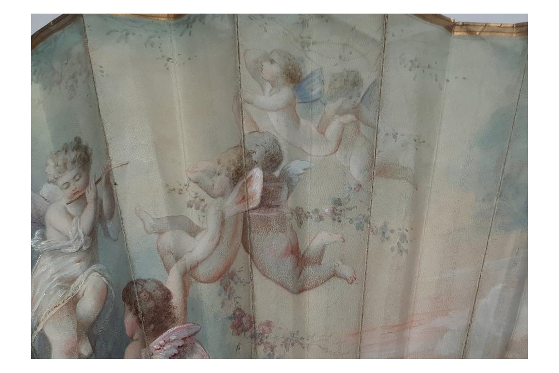 Dawn angels, fan by Marie Dumas late 19th century