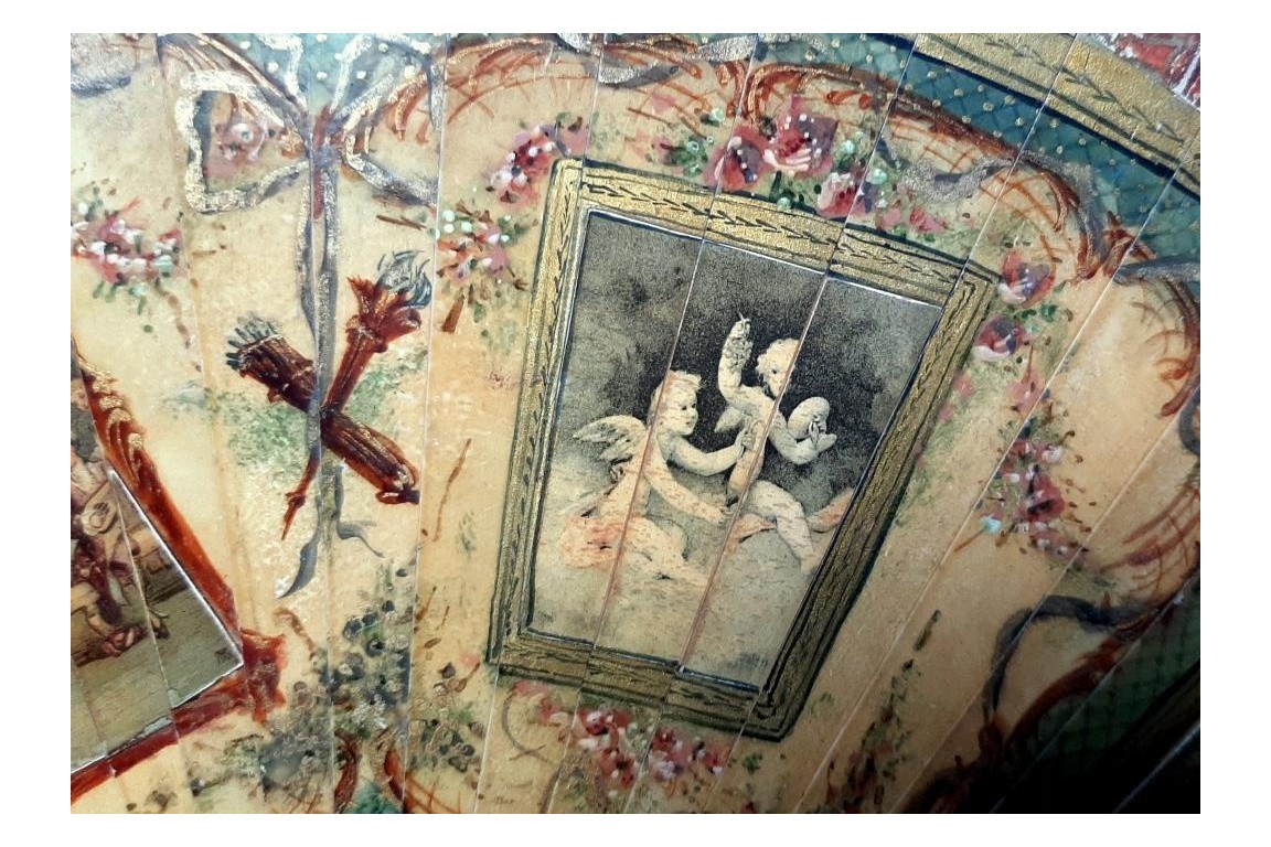 La danse des amoureux, éventail vers 1900