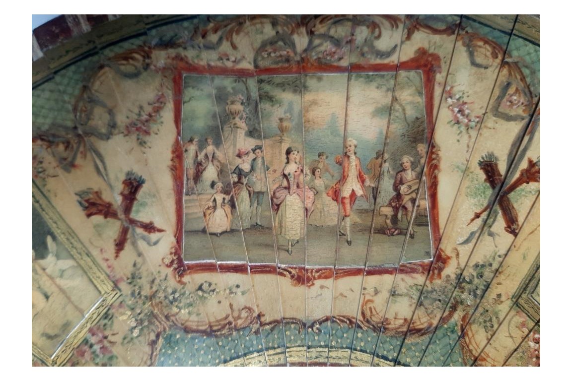 La danse des amoureux, éventail vers 1900
