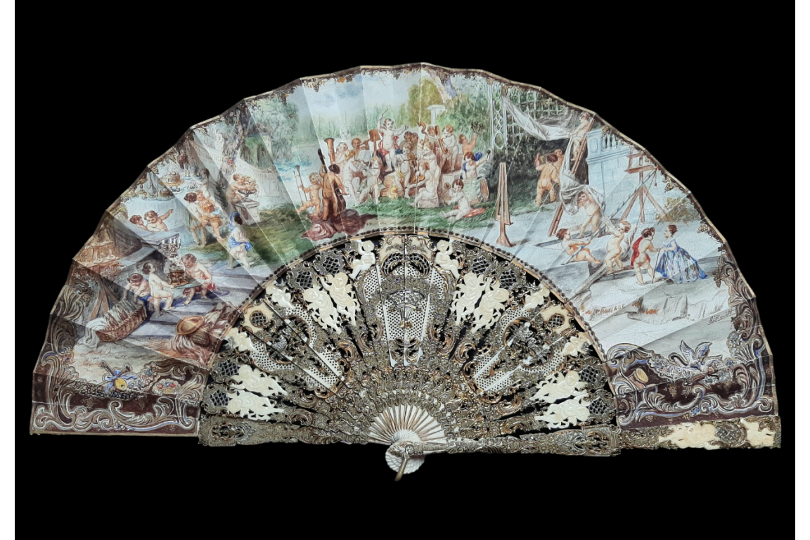 Wedding preparations, fan, circa 1900