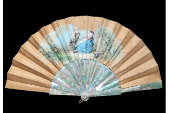 Le songe heureux ou quand l’amour tire les ficelles, éventail vers 1870-1900