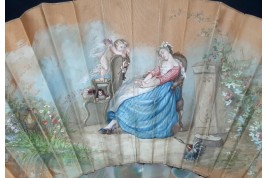 The happy dream or when love pulls the strings fan circa 1870-1900