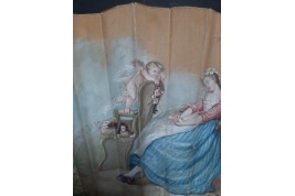 The happy dream or when love pulls the strings fan circa 1870-1900
