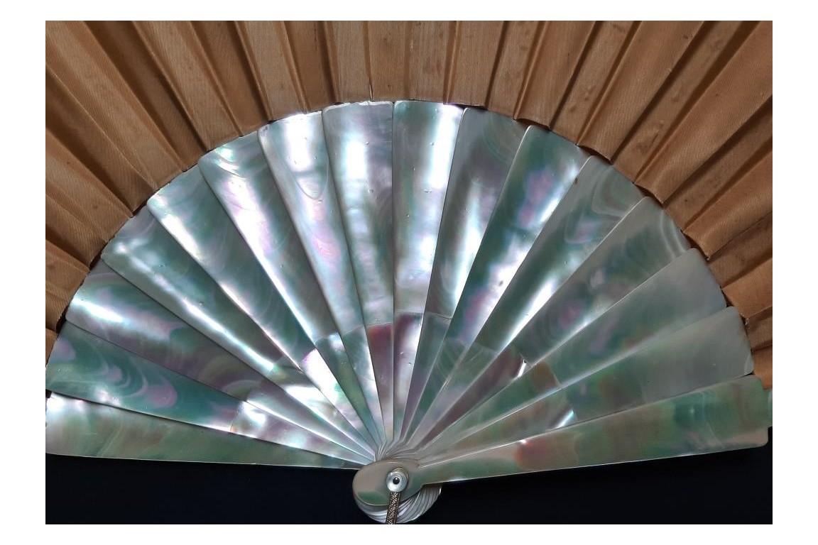 The happy dream or when love pulls the strings fan circa 1870-1900