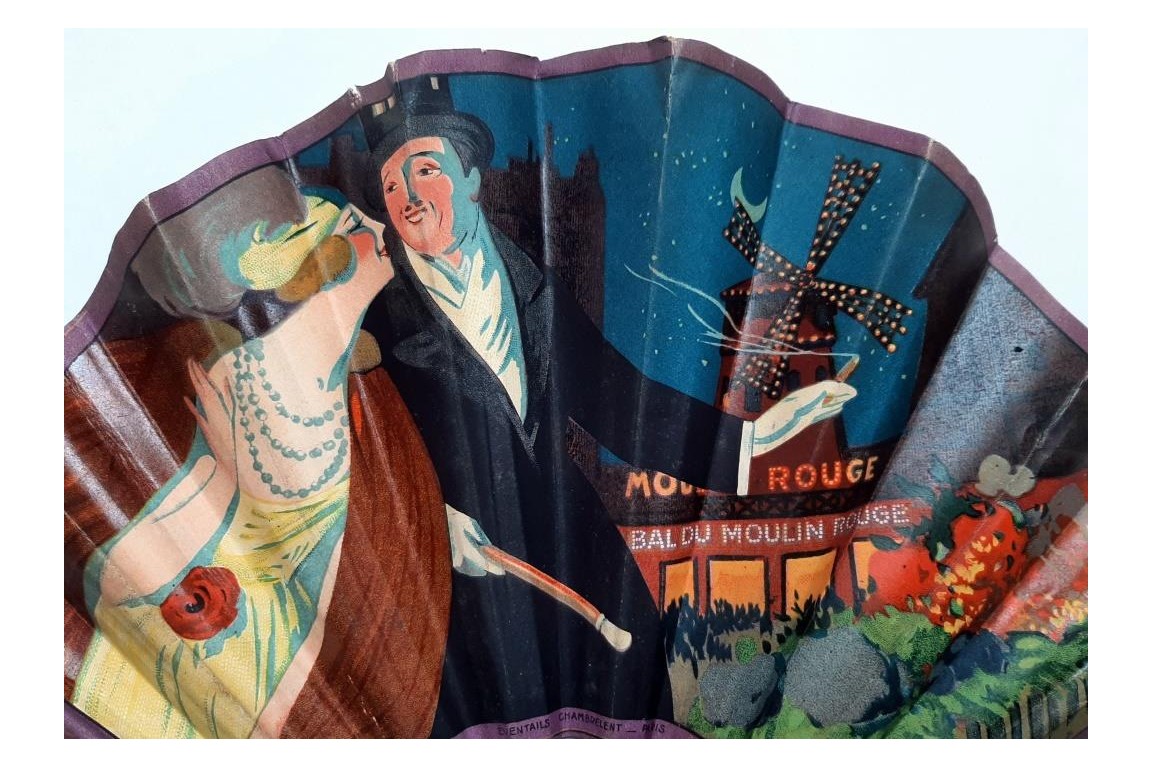Parisian nights at the Bal du Moulin Rouge, fan circa 1910-20