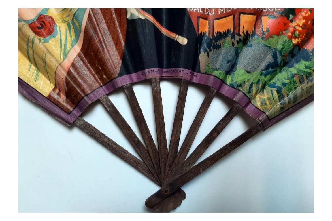 Parisian nights at the Bal du Moulin Rouge, fan circa 1910-20