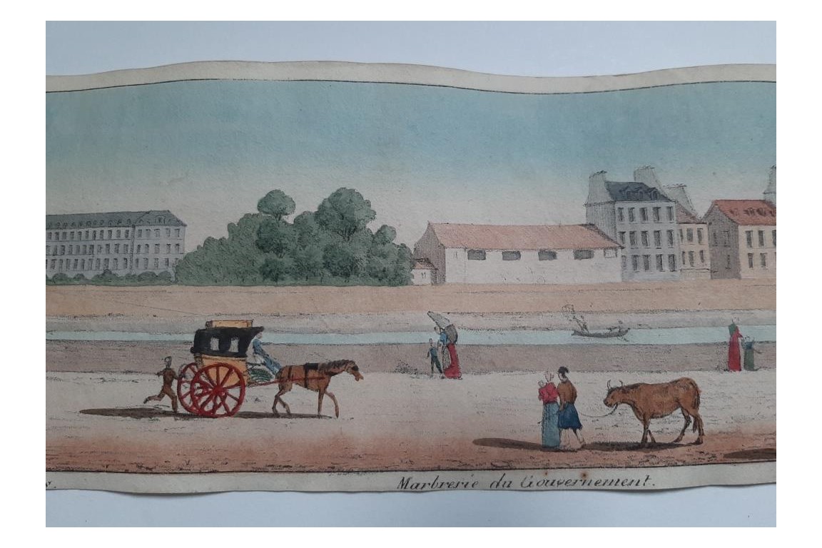 Walks on the Parisian quays. Panorama circa 1815-1825