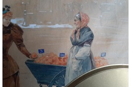 Élégante parisienne à la Porte Saint-Denis, projet d'éventail d'Henri Jourdain, période Belle Époque