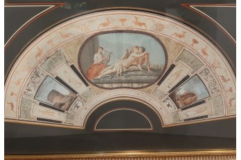 Le plaisir des corps dans l'antiquité romaine, feuille d'éventail du Grand Tour, fin XVIIIème siècle