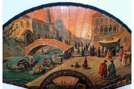 Coucher de soleil à Venise. Eventail vers 1900