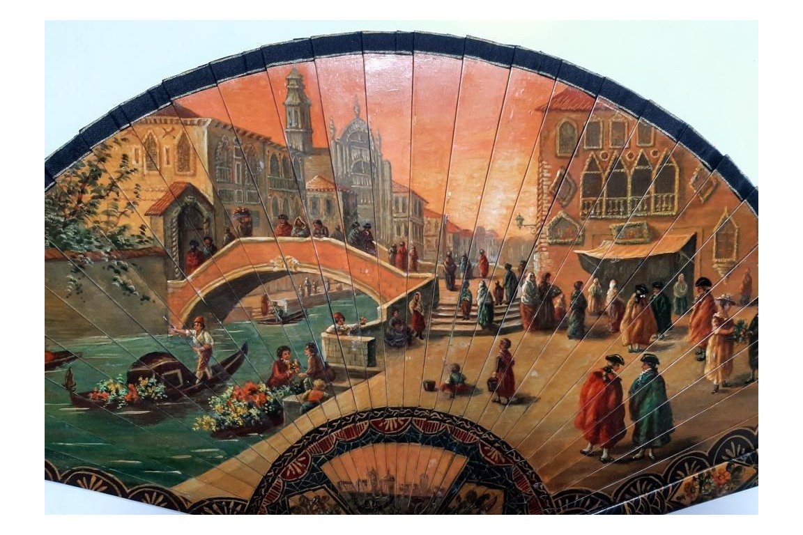 Coucher de soleil à Venise. Eventail vers 1900
