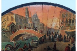 Coucher de soleil à Venise. Eventail vers 1900